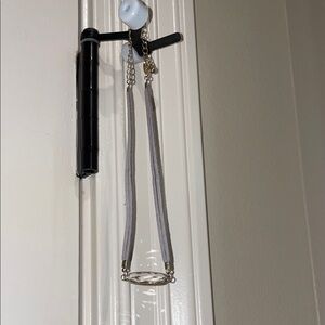 Elegant Gray Necklace with Gold Accents